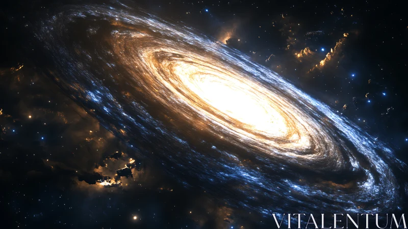 Spiral galaxy core radiates intense light through dense dust