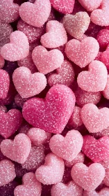 Pink Heart-Shaped Gummies Dusted in Sparkly Sugar.