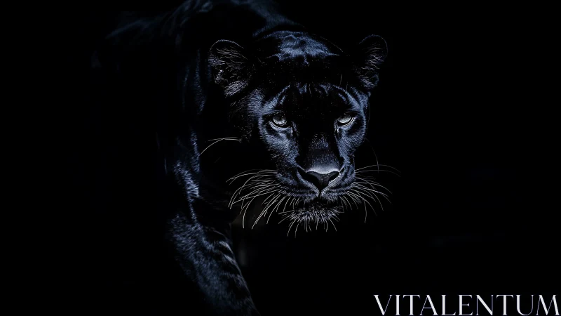 Nocturnal Feline Portrait: High-Contrast Cougar Study.