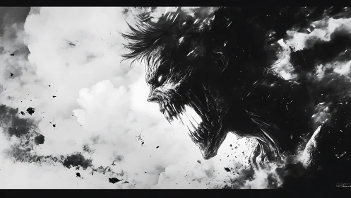 Ferocious shadow creature erupts in a storm of inky clouds