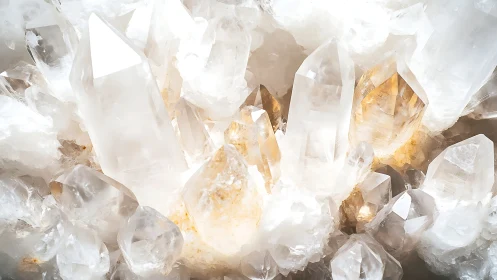 Luminous quartz crystal cluster catches radiant white light.