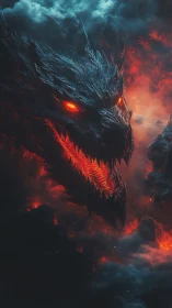 Hellfire dragon emerges from storm clouds in molten fury