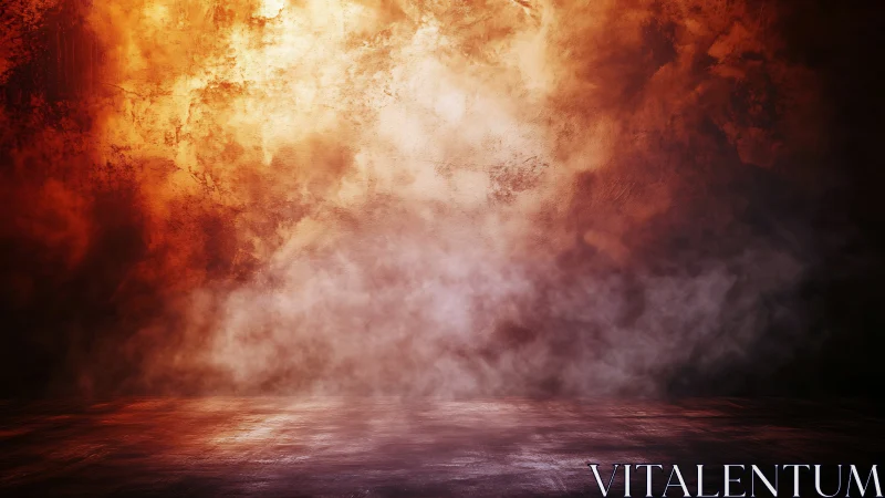 Smoky abstract stage backdrop with fiery textured wall.