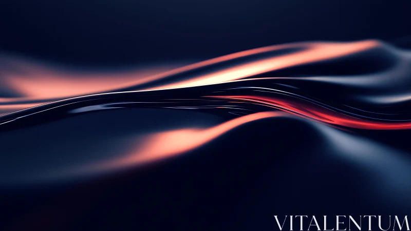 Abstract flowing waves in dark metallic and neon light style.