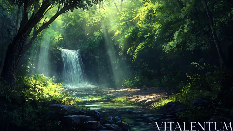 Enchanted Waterfall Sanctuary Glows with Magical Sunlight