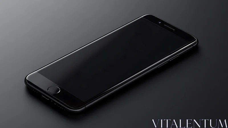 Sleek Black Smartphone Resting on Minimalist Gray Surface