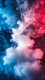Colored vapor plumes form vertical tricolor gradient in frame