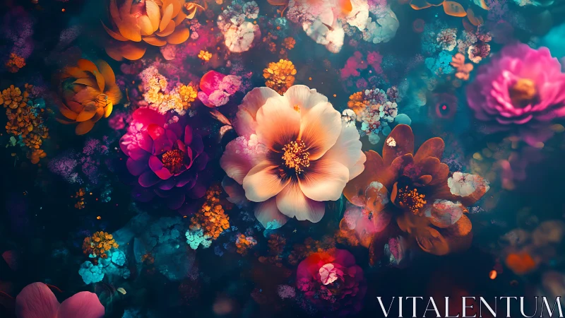 Bioluminescent Bloom Reverie: Where Petals Swim Through Neon Dreams.