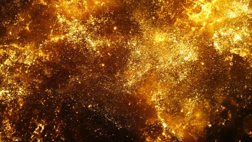 Stellar gold nebula texture with luminous particle clusters.