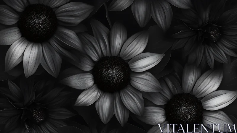 Monochrome Daisies: A Study in Graceful Contrast.