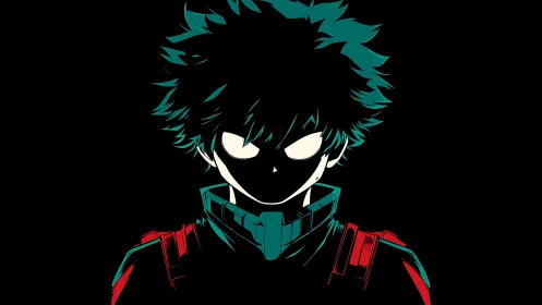 Shadow-charged anime hero ignites teal and crimson glow.