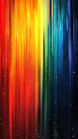 Vibrant vertical spectrum streams across a glowing abstract field