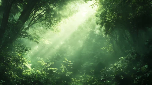 Enchanted Forest Light: Nature's Golden Sanctuary.