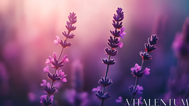 Deep Purple Lavender Blooms in Soft Focus.