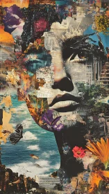 City tides carve a dreaming face from sky, stone, and bloom