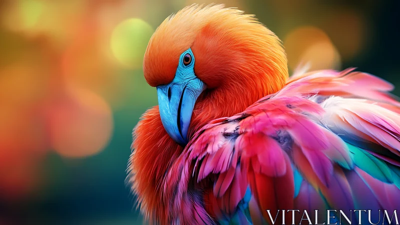 Vibrant Parrot Portrait with Colorful Feathers in Soft Focus.