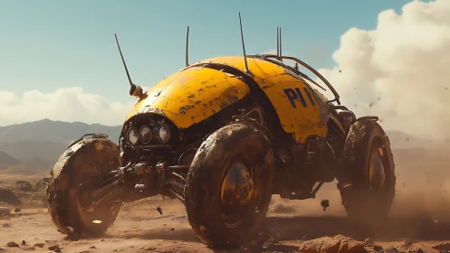 Dust-chasing rover beetle barrels across the rust-red dunes
