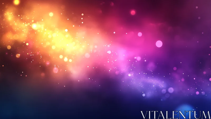 Spectral bokeh nebula gradient with luminous particle field