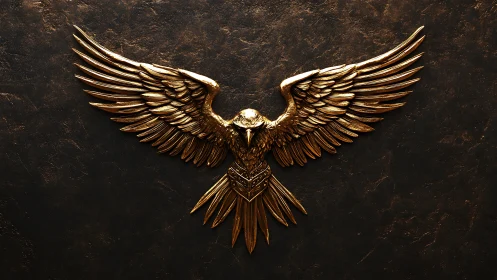 Majestic Gold Eagle Emblem on Textured Dark Background.
