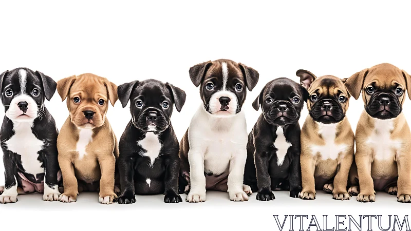 Puppy parade captures a row of bright, curious little faces