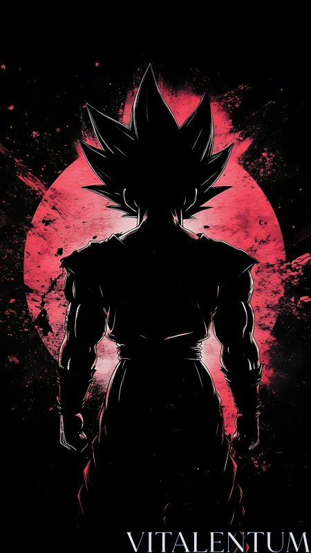 Shadow warrior crowned in crimson cosmic eclipse.