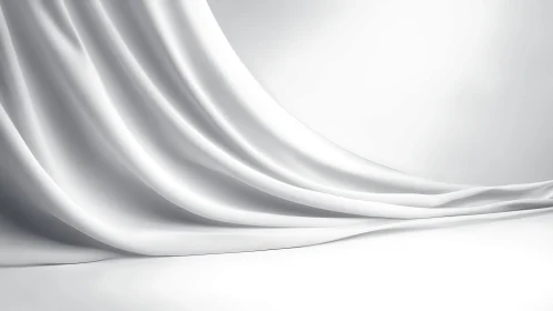 Soft white satin folds create a minimal flowing backdrop.