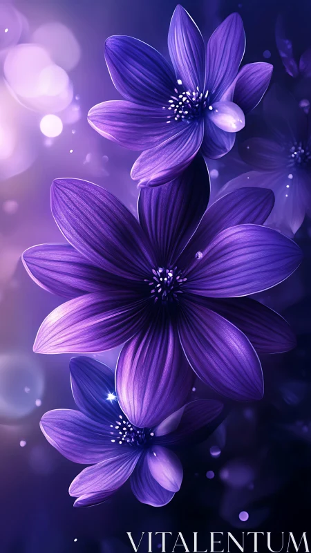 Purple Blossoms with Bokeh: Digital Floral Rendering.