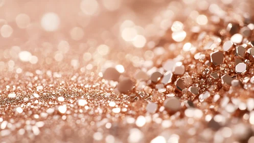 Macro glitter surface with warm bokeh depth of field rendering.