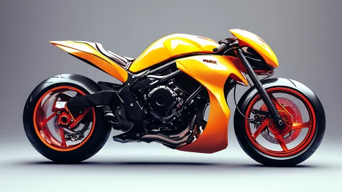 Sleek orange sport motorcycle glows with dynamic modern style
