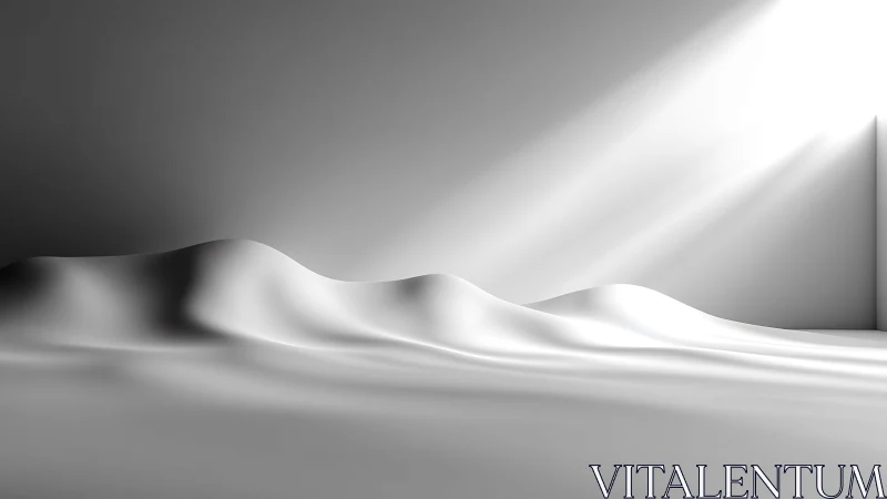 Volumetric light shaping smooth monochrome dunes in abstract space