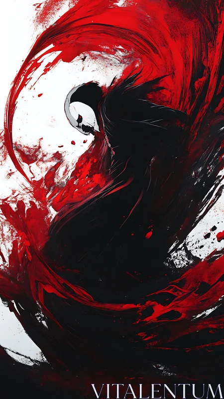 Reaper silhouette emerges from swirling crimson void