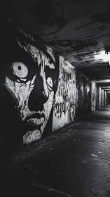 Bold tunnel graffiti invites viewers into a moody city story