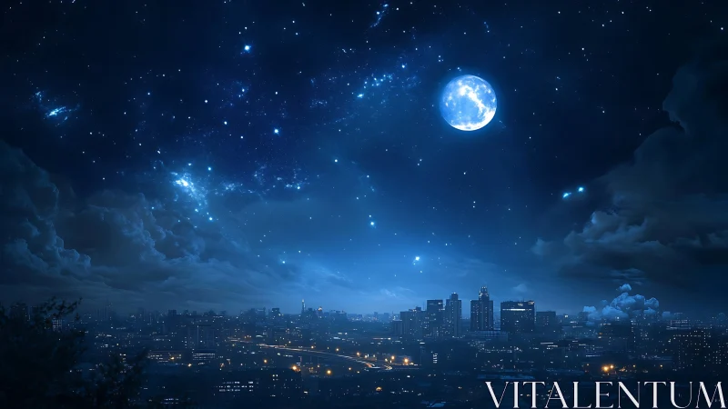 Moonlit metropolis listens quietly to the singing stars tonight