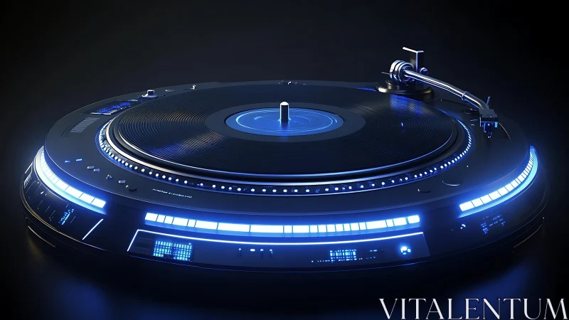 Futuristic illuminated DJ turntable with glowing accents.