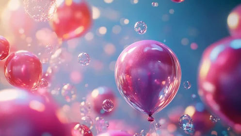 Luminescent Bubbles Dance Through Rosy-Blue Infinity.