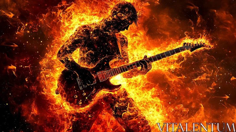 Molten Strings: A Guitarist Ablaze in Pure Fire.