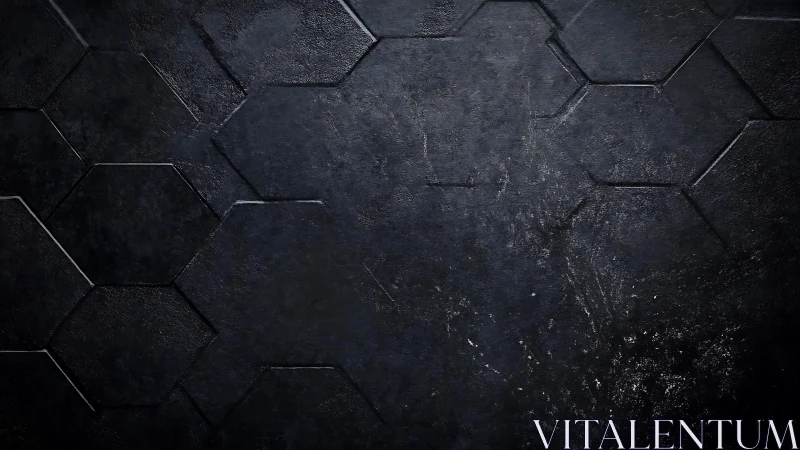 Dark hexagonal stone surface with industrial texture