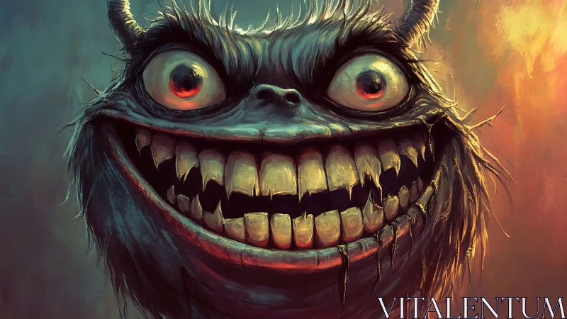 Grotesque wide-eyed creature with exaggerated toothy grin.