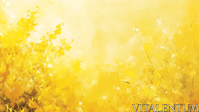 High-key yellow foliage rendered with loose gestural brushwork