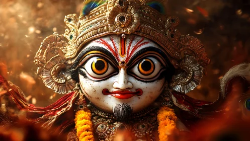 Ornate devotional idol with hyper-detailed ocular focus.