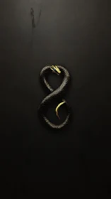 Coiled black serpent forming luminous infinity symbol.