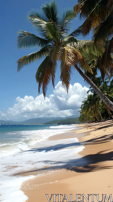 Tropical Beach Paradise with Coconut Palms.