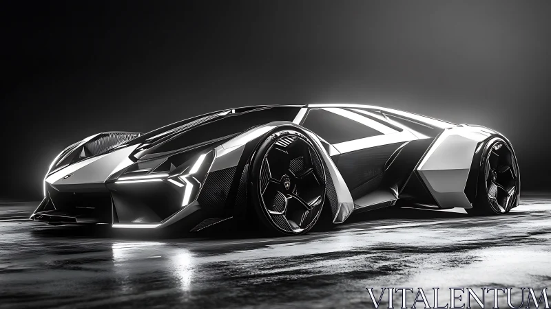 Futuristic hypercar glows under dramatic studio lighting.