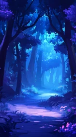 Luminous Forest Path Through Enchanted Woodland Canopy