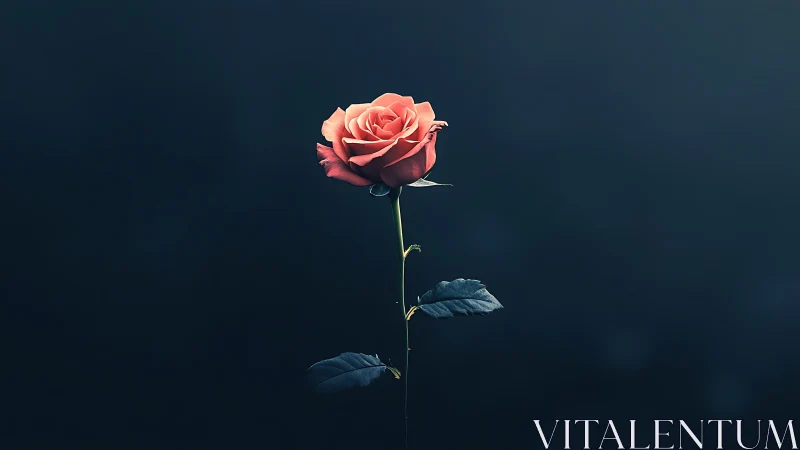 Soft pink rose glows gently against a deep twilight sky