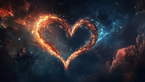 Cosmic heart formation with stellar remnants and nebular matter.