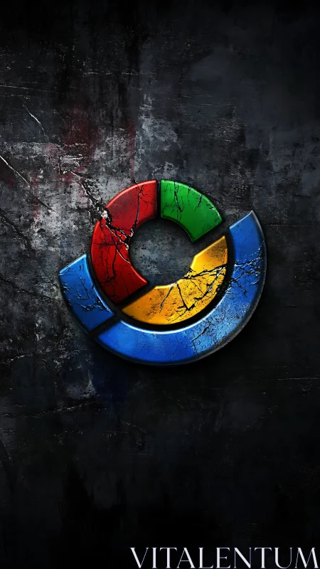 Weathered Google Logo Cracked Concrete Wall.