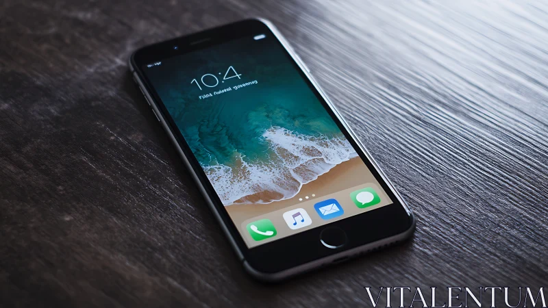 iPhone Smartphone Lock Screen with Coastal Shoreline Wallpaper.