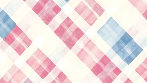 Soft Pastel Plaid Pattern in Pink and Blue Watercolor Style.