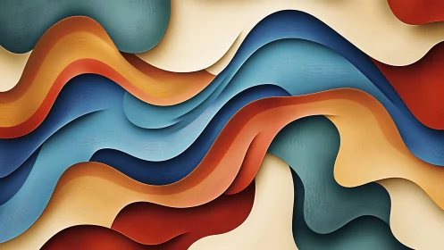 Layered tides of color curl into soft geometric waves.